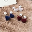 Furry Heart Double-sided Stud Earrings