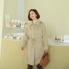 Drawcord-waist Eco-fur Coat