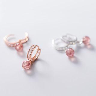 925 Sterling Silver Bead Drop Rhinestone Earring