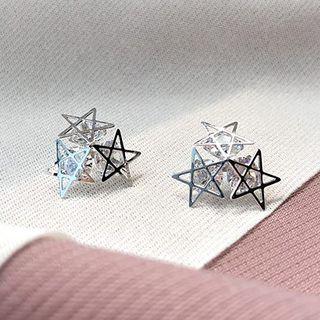 Rhinestone Alloy Star Earring 1 Pair - Silver - One Size