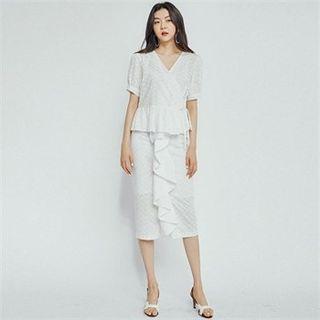Ruffle-trim Eyelet-lace Skirt