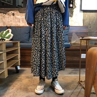 High Waist Leopard Print Midi Skirt
