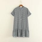 Striped Short Sleeve Henley T-shirt Dress