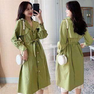 Single-breasted Tie-waist Trench Coat
