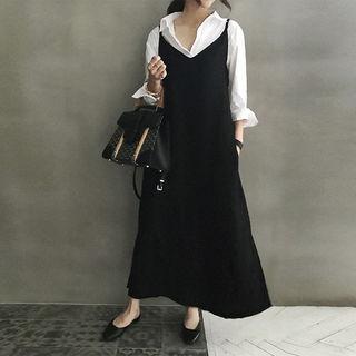 Spaghetti-strap Linen Blend Maxi Dress