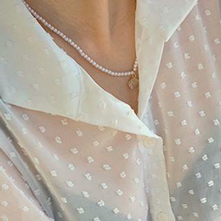 Pendant Faux-pearl Necklace White - One Size