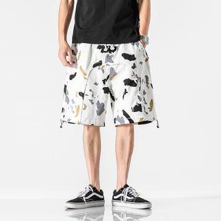 Printed Drawstring-hem Straight-cut Shorts