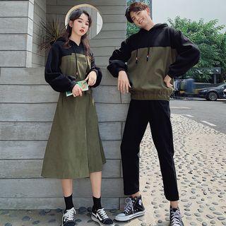 Couple Matching Two-tone Hoodie / Dress