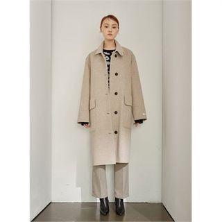 Single-breasted Wool Coat Oatmeal - One Size