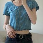 Tie-dye Print Butterfly Embroidered Cropped T-shirt / Mini A-line Dress