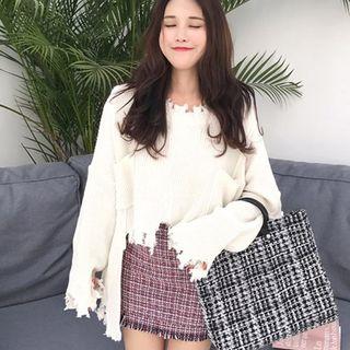 Distressed Pocketed Sweater