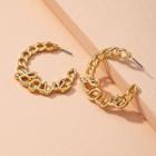 Lettering Chain Alloy Open Hoop Earring 1 Pair - Gold - One Size