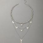 Butterfly Layered Necklace 19160 - Silver - One Size