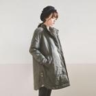 Funnel-neck Buttoned Padded Coat