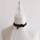 Bell / Floral Accent Bow Detail Mesh Choker Necklace