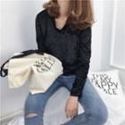 Long-sleeve V-neck Velvet T-shirt