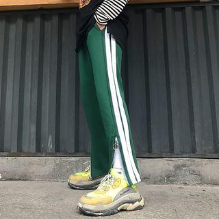 Zip Detail Contrast-trim Sweatpants