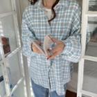 Plaid Shirt Jacket Blue - One Size
