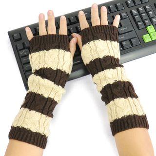 Striped Long Fingerless Mittens