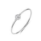 925 Sterling Silver Fashion Simple Geometric Round Cubic Zirconia Bracelet Silver - One Size