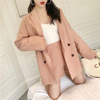 Set: Plain Loose-fit Blazer + Shorts