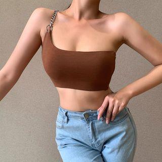 One-shoulder Chain Cropped Camisole Top