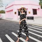 Cropped Off-shoulder Floral Jumpsuit