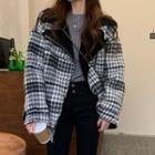 Plaid Lambswool Lapel Long-sleeve Jacket As Shown In Picture - One Size