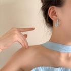Flower Faux Pearl Alloy Open Hoop Earring 1 Pair - Blue - One Size