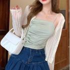 Lace Cardigan / Shirred Camisole Top