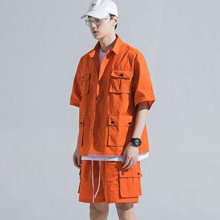 Short-sleeve Buttoned Utility Jacket
