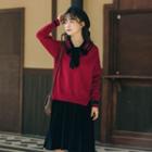 Contrast Lining Sweater Red - One Size