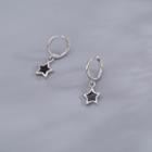 Star Sterling Silver Dangle Earring 1 Pair - Silver & Black - One Size