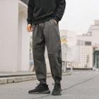 Lettering Panel Cropped Gathered Cuff Pants