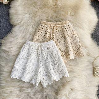 Drawstring Crochet-lace Shorts