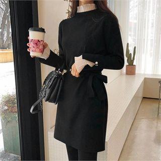 Frilled-detail Knit Dress With Sash
