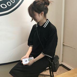 Polo Collar Elbow-sleeve T-shirt Dress
