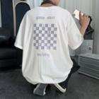 Short-sleeve Chess Board Print T-shirt