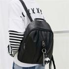 Front-zip Faux-leather Backpack
