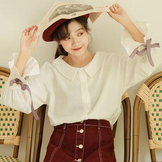 Bow Detail Lantern-sleeve Blouse
