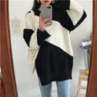 Color-block Striped Loose-fit Long Sweater