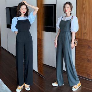 Balloon-sleeve Top / Straight-cut Jumper Pants