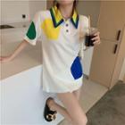 Patchwork Polo Shirt As Figure - One Size