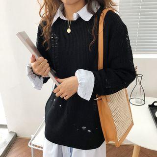 Ripped Crew-neck Sweater