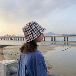 Houndstooth Woolen Bucket Hat