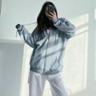 Embroidered Loose-fit Hooded Jacket Blue - One Size