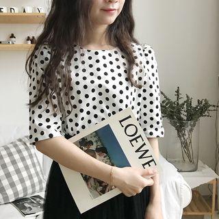 Short-sleeve Polka Dot Top