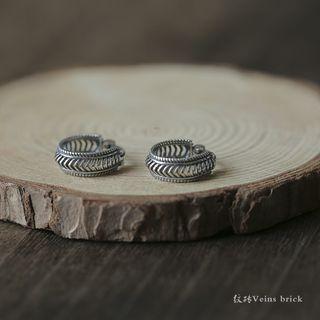 Retro Sterling Silver Hoop Earring 1 Pair - Silver - One Size