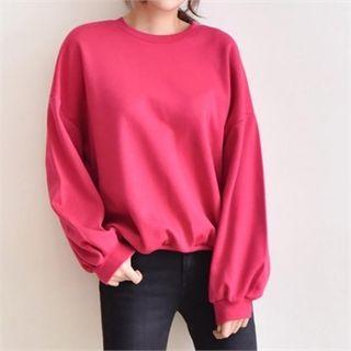 Balloon-sleeve Brushed Fleece Lined Sweatshirt