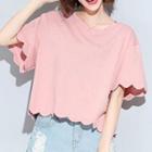 Scallop Trim Short Sleeve Cropped T-shirt